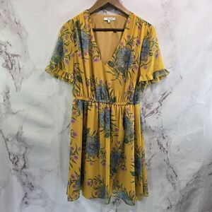 Madewell Dress Womens 6 S Yellow Floral Sweetgrass Ruffle Flounce Painted Bloom
